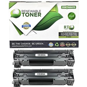 Renewable Toner Compatible MICR Toner Cartridge Replacement for HP 85A CE285A Laser Printers M1132 M1138 M1139 M1212 M1217 MFP P1102 P1106 P1109 (Black, 2 Pack)