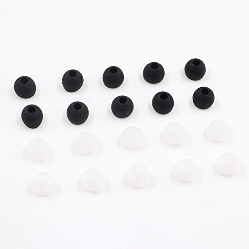 DSYJ Headphone Earpads Medium Silicone Replacement Ear Buds 5 Pairs Black 5 Pairs White