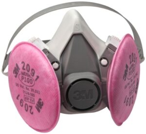 3m half facepiece reusable respirator assembly kit 6191, p100, lightweight, comfortable, easy to adjust, includes 2091 particulate filter, welding, soldering, asbestos