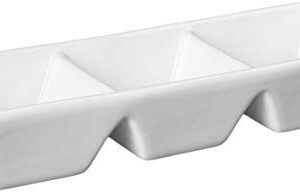 CAC China CN-3T7 Divided Tray 7-Inch by 2-1/2-Inch 1.5-Ounce 3 Super White Porcelain 3-Compartment Rectangular Tray, Box of 24