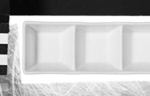 CAC China CN-3T7 Divided Tray 7-Inch by 2-1/2-Inch 1.5-Ounce 3 Super White Porcelain 3-Compartment Rectangular Tray, Box of 24