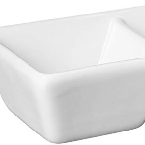 CAC China CN-3T7 Divided Tray 7-Inch by 2-1/2-Inch 1.5-Ounce 3 Super White Porcelain 3-Compartment Rectangular Tray, Box of 24