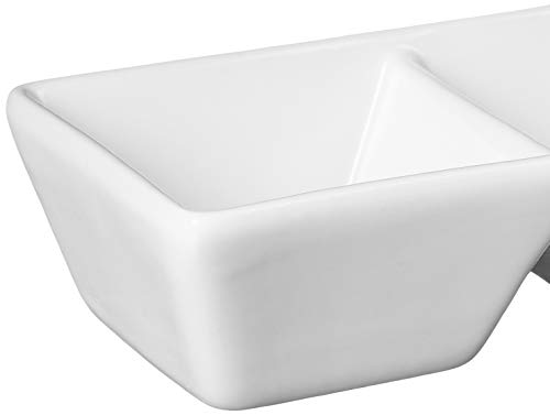 CAC China CN-3T7 Divided Tray 7-Inch by 2-1/2-Inch 1.5-Ounce 3 Super White Porcelain 3-Compartment Rectangular Tray, Box of 24