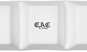 CAC China CN-3T7 Divided Tray 7-Inch by 2-1/2-Inch 1.5-Ounce 3 Super White Porcelain 3-Compartment Rectangular Tray, Box of 24