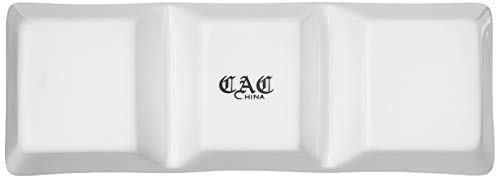 CAC China CN-3T7 Divided Tray 7-Inch by 2-1/2-Inch 1.5-Ounce 3 Super White Porcelain 3-Compartment Rectangular Tray, Box of 24