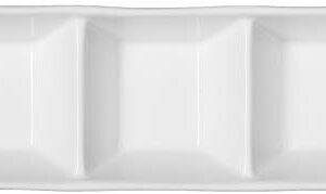 CAC China CN-3T7 Divided Tray 7-Inch by 2-1/2-Inch 1.5-Ounce 3 Super White Porcelain 3-Compartment Rectangular Tray, Box of 24