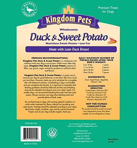 Kingdom Pets Filler Free Duck Jerky & Sweet Potato Twists, Premium Treats for Dogs, 48-Ounce Bag