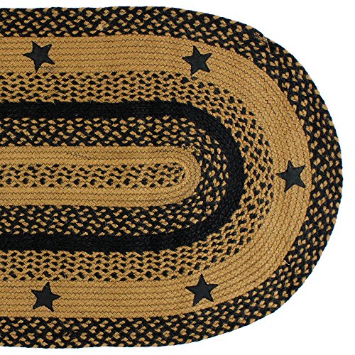 Star Black Premium Braided Collection | Primitive, Rustic, Country, Farmhouse Style | Jute/Cotton | 30Days Risk Free | Accent Rug/Door Mat/Floor Carpet (Oval 4'x6', Star Black)