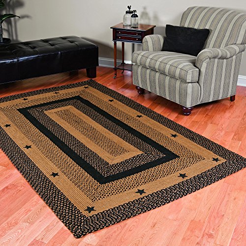 Star Black Premium Braided Collection | Primitive, Rustic, Country, Farmhouse Style | Jute/Cotton | 30Days Risk Free | Accent Rug/Door Mat/Floor Carpet (Oval 4'x6', Star Black)