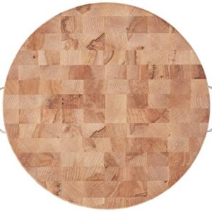 John Boos Block CCB183-R-H Maple Wood End Grain Round Cutting Board with Stainless Steel Handles, 18 Inches Round x 3 Inches Tall