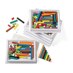 hand2mind wooden cuisenaire rods with trays, math manipulatives, montessori math rods, math counters, math blocks, counting blocks, montessori math, fraction bars, number rods (set of 6)