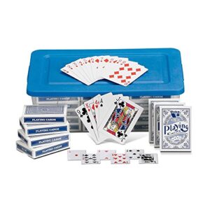 hand2mind standard index playing cards with storage tote, teacher supplies, classroom supplies for teachers elementary, deck of cards for kids, playing cards bulk, poker cards (pack of 30)