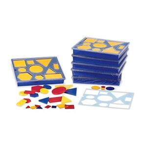 hand2mind plastic attribute blocks classroom kit, geometry set, preschool learning, manipulatives for preschool, montessori math, shapes for toddlers, home schooling materials pre-k (set of 6 trays)