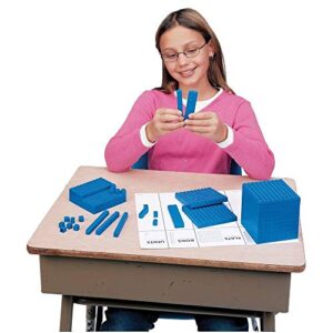 hand2mind Blue Plastic Interlox Connecting Base Ten Blocks Complete Set, Place Value Blocks, Counting Cubes for Kids Math, Math Manipulatives for Kids, Kindergarten Homeschool Supplies (Set of 322)