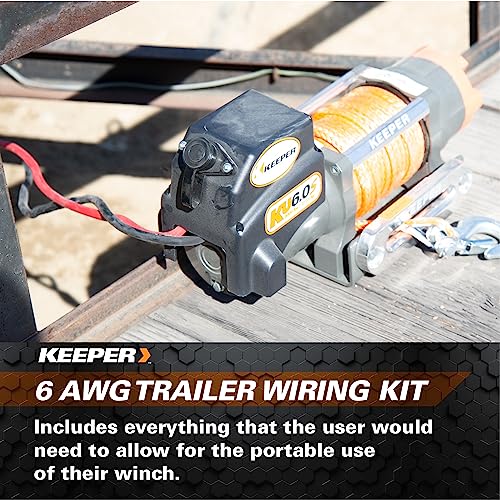 HAMPTON PROD Keeper - 6 AWG Trailer Wiring Kit - 25’ and 6’ with Quick Connect for KT and KU Winches