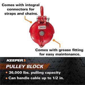 KEEPER - Pulley Block for All Winches Up to 18,000 Lbs. with 36,000 Lbs. Pulling Capacity