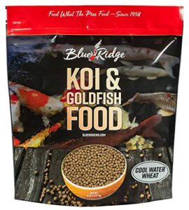 blue ridge fish food [5lb], cool water wheat formula floating 3/16" pellet, koi and goldfish