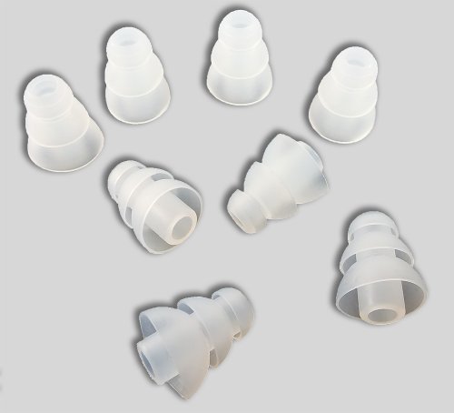 Xcessor Triple Flange Conical Replacement Silicone Earbuds 4 Pairs (Set of 8 Pieces). Compatible with Most in Ear Headphone Brands. Size: Small. Transparent