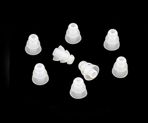 Xcessor Triple Flange Conical Replacement Silicone Earbuds 4 Pairs (Set of 8 Pieces). Compatible with Most in Ear Headphone Brands. Size: Small. Transparent