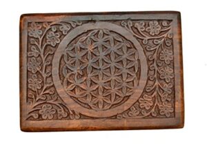 new age source the carved wood box flower of life