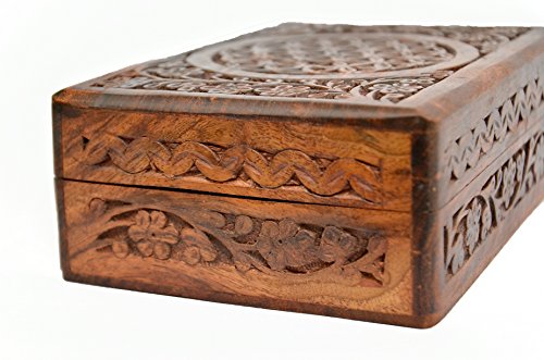 New Age Source The Carved Wood Box Flower of Life