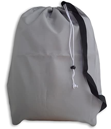 Medium Laundry Bag with Drawstring, Shoulder Strap, Locking Closure, Color: Gray, Size: 24x36