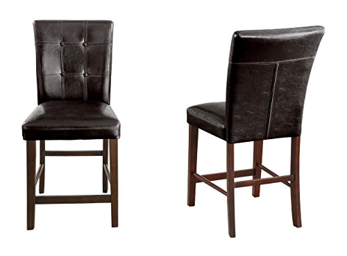 Homelegance Decatur PU Leather Counter Height Chair (Set of 2), Dark Brown