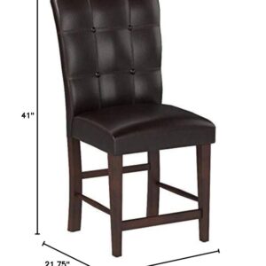 Homelegance Decatur PU Leather Counter Height Chair (Set of 2), Dark Brown