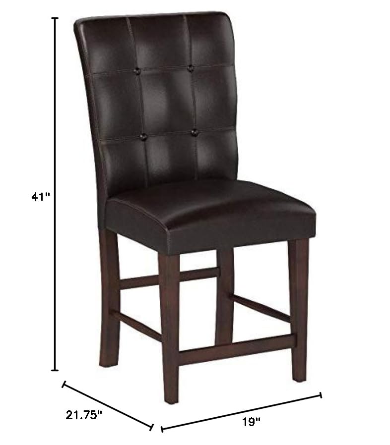 Homelegance Decatur PU Leather Counter Height Chair (Set of 2), Dark Brown