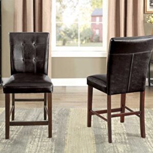 Homelegance Decatur PU Leather Counter Height Chair (Set of 2), Dark Brown