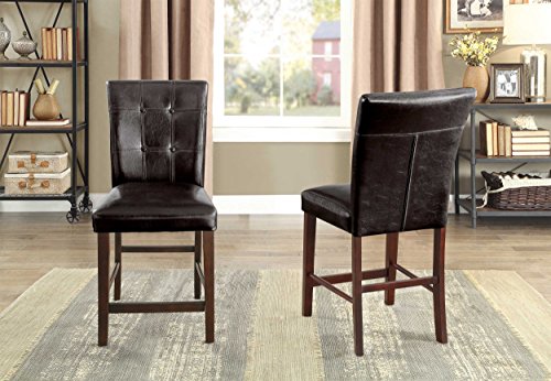 Homelegance Decatur PU Leather Counter Height Chair (Set of 2), Dark Brown