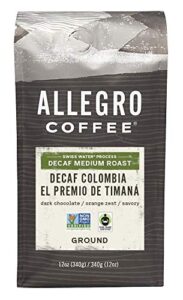 allegro coffee, coffee decaf colombia el premio de timana ground, 12 ounce