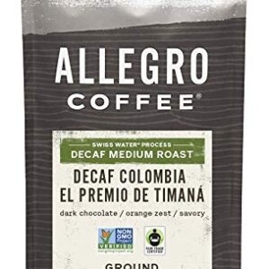 Allegro Coffee, Coffee Decaf Colombia El Premio De Timana Ground, 12 Ounce