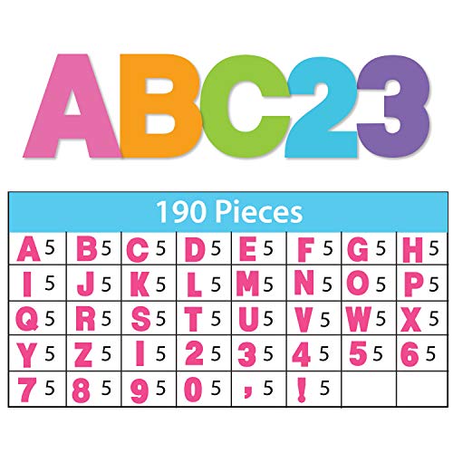 ArtSkills Jumbo 4" Paper Poster Letters and Numbers for Projects and Crafts, Neon Colors, 190 Pieces, Study Room