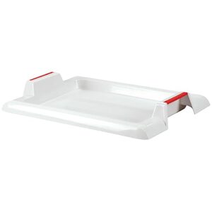 extra deep rectangle serving tray with handles, white, plastic – 18” x 12 ¼”