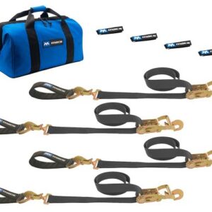 Mac's Tie-Downs 511218 Black Ultra Pack with 8' x 2" Direct Hook Ratchet Straps and 24" Axle Straps