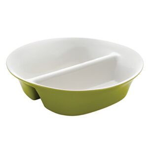 rachael ray dinnerware round & square 12-inch stoneware divided dish, green