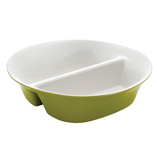 Rachael Ray Dinnerware Round & Square 12-Inch Stoneware Divided Dish, Green