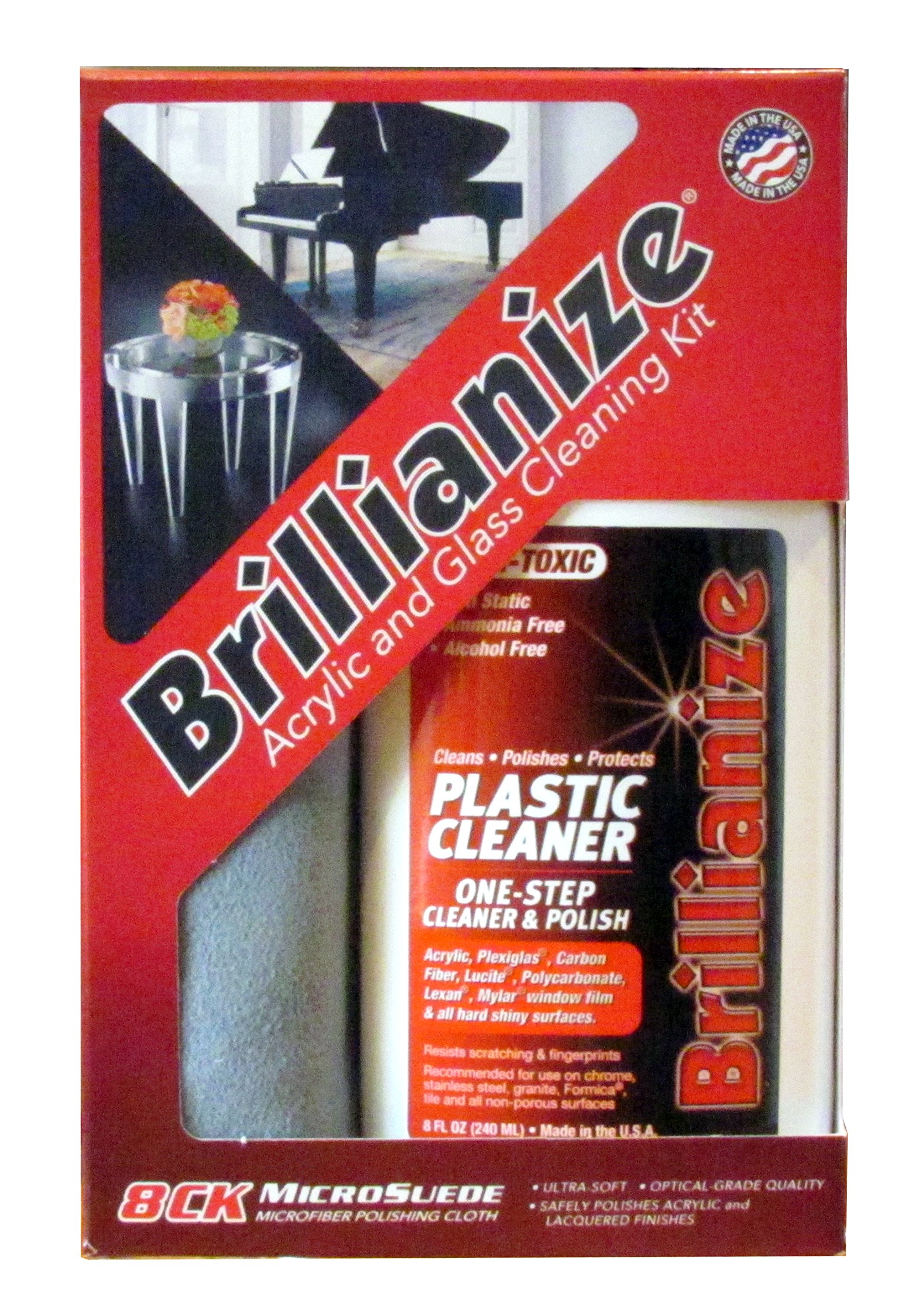 Brillianize Plastic and Glass Cleaning Kit with Microsuede Polishing Cloth