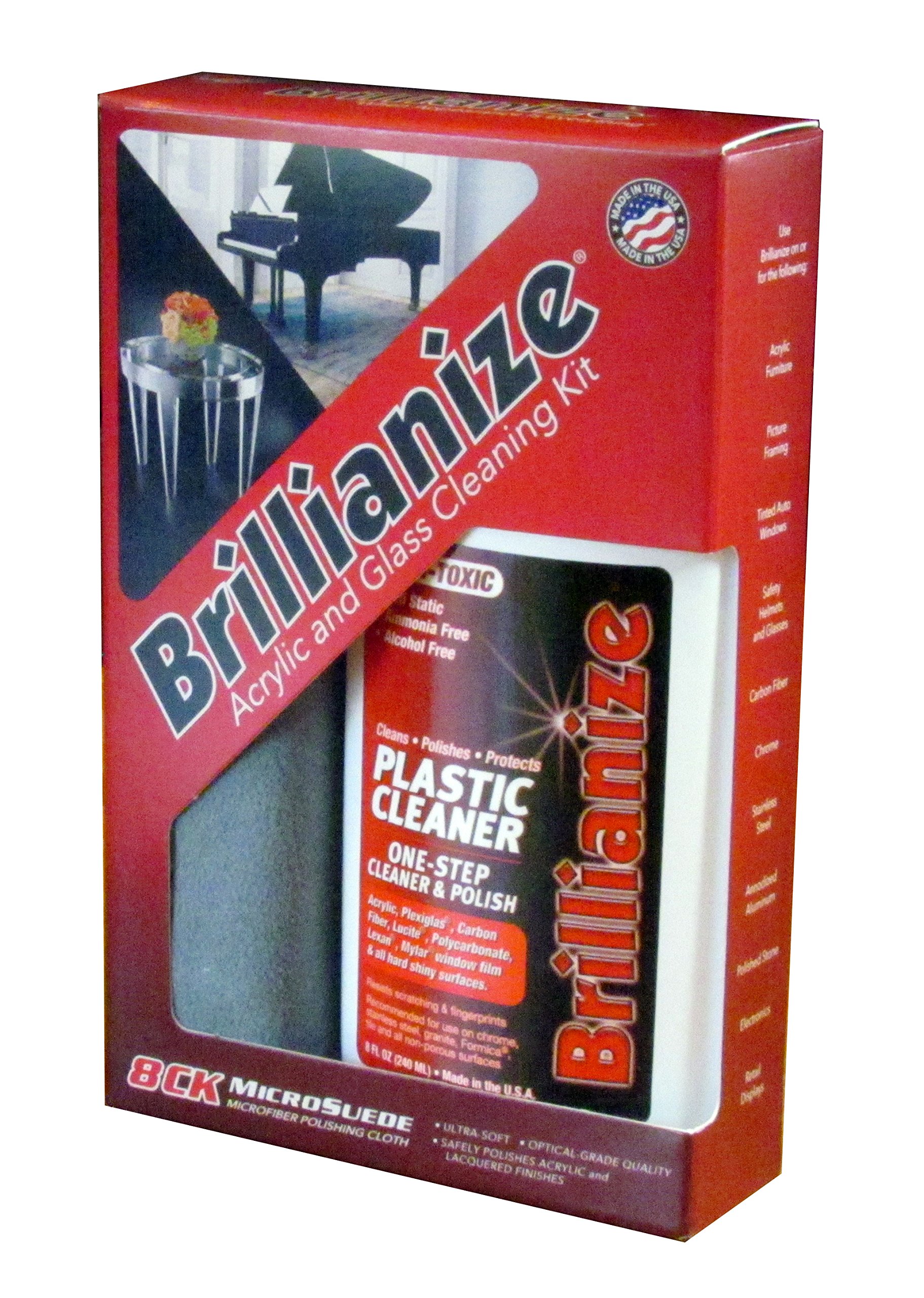 Brillianize Plastic and Glass Cleaning Kit with Microsuede Polishing Cloth