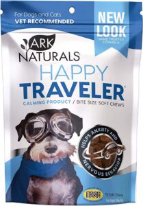 ark naturals happy traveler soft chews, natural calming treats for dogs and cats, reduces anxious and nervous behavior, 75 count
