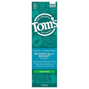 tom's of maine, botanically bright sls and fluoride-free toothpaste - spearmint, 4.7 ounce