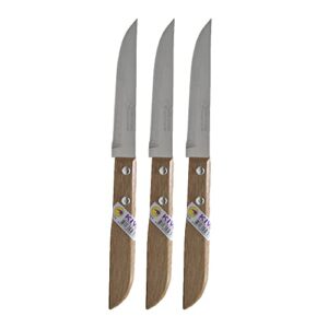 set of 3 kiwi stainless steel knives, wood handle # 501