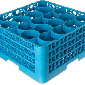 Carlisle FoodService Products RW20-214 OptiClean NeWave Polypropylene 20-Compartment Glass Rack with 3 Extender, 19-3/4" Length x 19-3/4" Width x 8.72" Height, Blue (Case of 2)