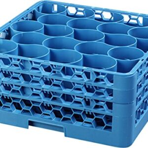 Carlisle FoodService Products RW20-214 OptiClean NeWave Polypropylene 20-Compartment Glass Rack with 3 Extender, 19-3/4" Length x 19-3/4" Width x 8.72" Height, Blue (Case of 2)