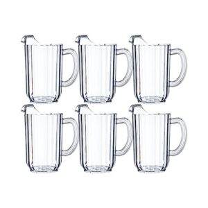 carlisle foodservice products plastic pitcher, 48 ounces, clear (pack of 6)