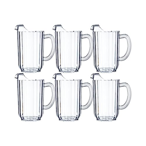 Carlisle FoodService Products Plastic Pitcher, 48 Ounces, Clear (Pack of 6)