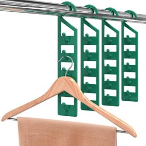 space saving hangers for clothes - 4 in pack, heavy duty plastic hanger organizer with 5 hooks - multipurpose space saving hangers for jeans, pants, shirts, scarves, sweaters, coats - essential closet hangers space saver