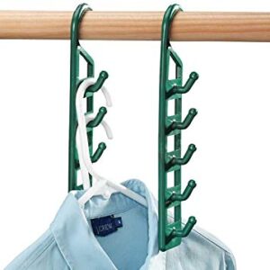 Space Saving Hangers for Clothes - 4 in Pack, Heavy Duty Plastic Hanger Organizer with 5 Hooks - Multipurpose Space Saving Hangers for Jeans, Pants, Shirts, Scarves, Sweaters, Coats - Essential Closet Hangers Space Saver