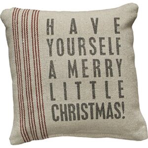 primitives by kathy vintage flour sack style merry little christmas holiday throw pillow